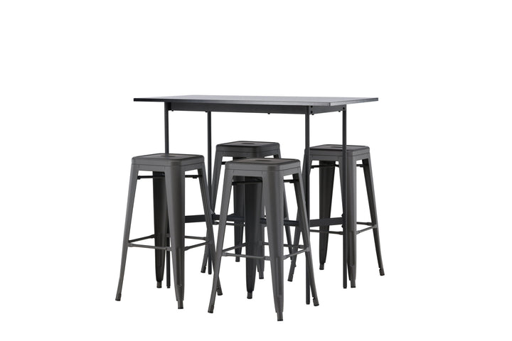 Venture Home Rax Bar Table 120*60 - Black / Black MDF +Tempe Bar Chair - Dark Grey / Metal _4