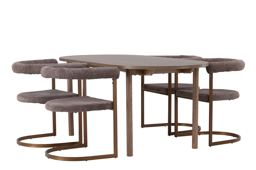 Venture Home Andy Dining Table 180*75 - Natural / Natural MDF +Morning Dining Chair - Black / Black Boucle _4