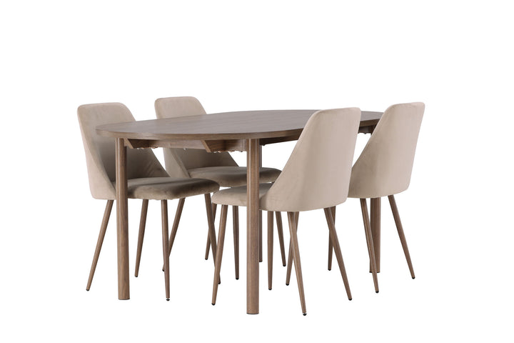 Venture Home Andy Dining Table 180*75 - Natural / Natural MDF +Night Dining Chair - Dark walnut / Mocca / Brown Fabric _4