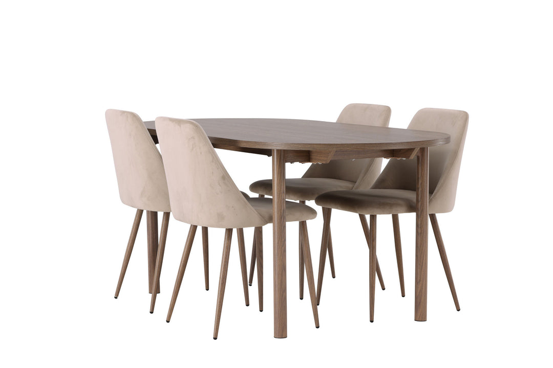 Venture Home Andy Dining Table 180*75 - Natural / Natural MDF +Night Dining Chair - Dark walnut / Mocca / Brown Fabric _4