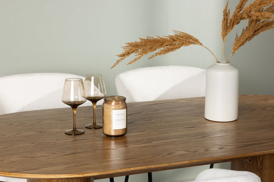 Venture Home Isolde Dining Table 140*75 - Nature / Nature MDF +Day Dining Chair - Matte black / White Linen _4