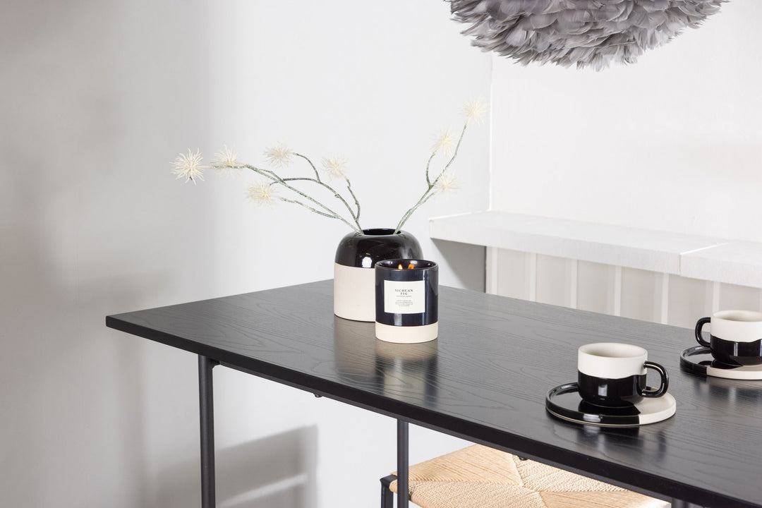 Venture Home Rax Bar Table 120*60 - Black / Black MDF +Polly Bar Chair - Black / Nature Rubberwood , Seat Rope _4