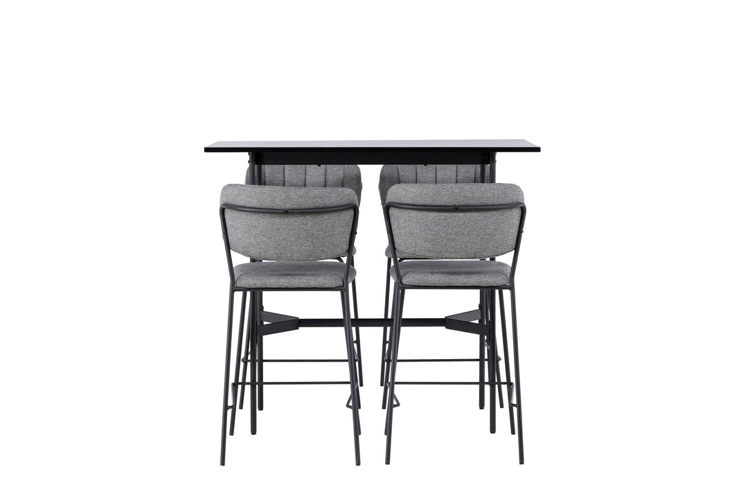 Venture Home Rax Bar Table 120*60 - Black / Black MDF +Bell Bar Chair - Black / Grey Fabric _4
