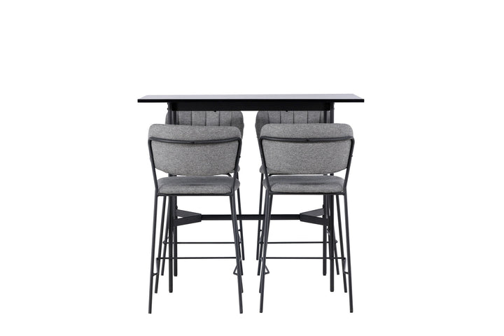 Venture Home Rax Bar Table 120*60 - Black / Black MDF +Bell Bar Chair - Black / Grey Fabric _4