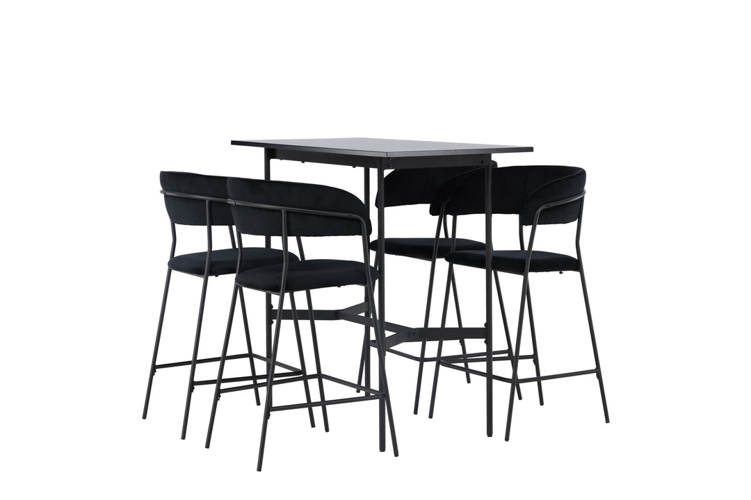 Venture Home Rax Bar Table 120*60 - Black / Black MDF +Lui Bar Chair - Black / Black PU _4