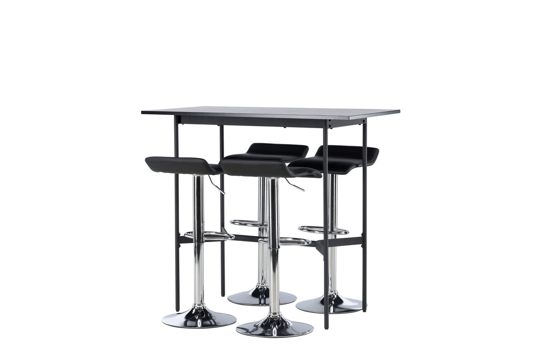 Venture Home Rax Bar Table 120*60 - Black / Black MDF +Jonna Bar Chair - Chromed Steel / Black Fabric _4