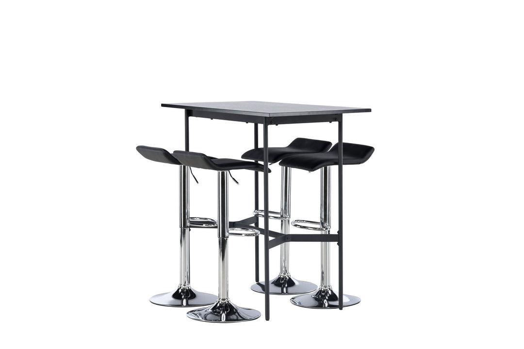 Venture Home Rax Bar Table 120*60 - Black / Black MDF +Jonna Bar Chair - Chromed Steel / Black Fabric _4