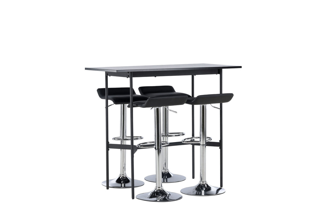 Venture Home Rax Bar Table 120*60 - Black / Black MDF +Jonna Bar Chair - Chromed Steel / Black Fabric _4