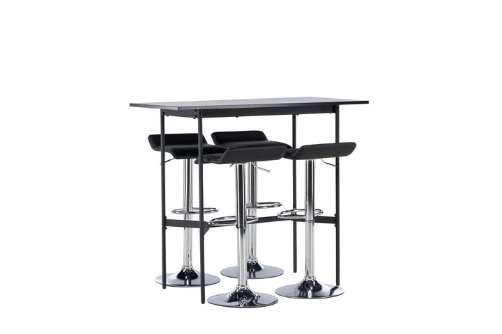 Venture Home Rax Bar Table 120*60 - Black / Black MDF +Jonna Bar Chair - Chromed Steel / Black Fabric _4