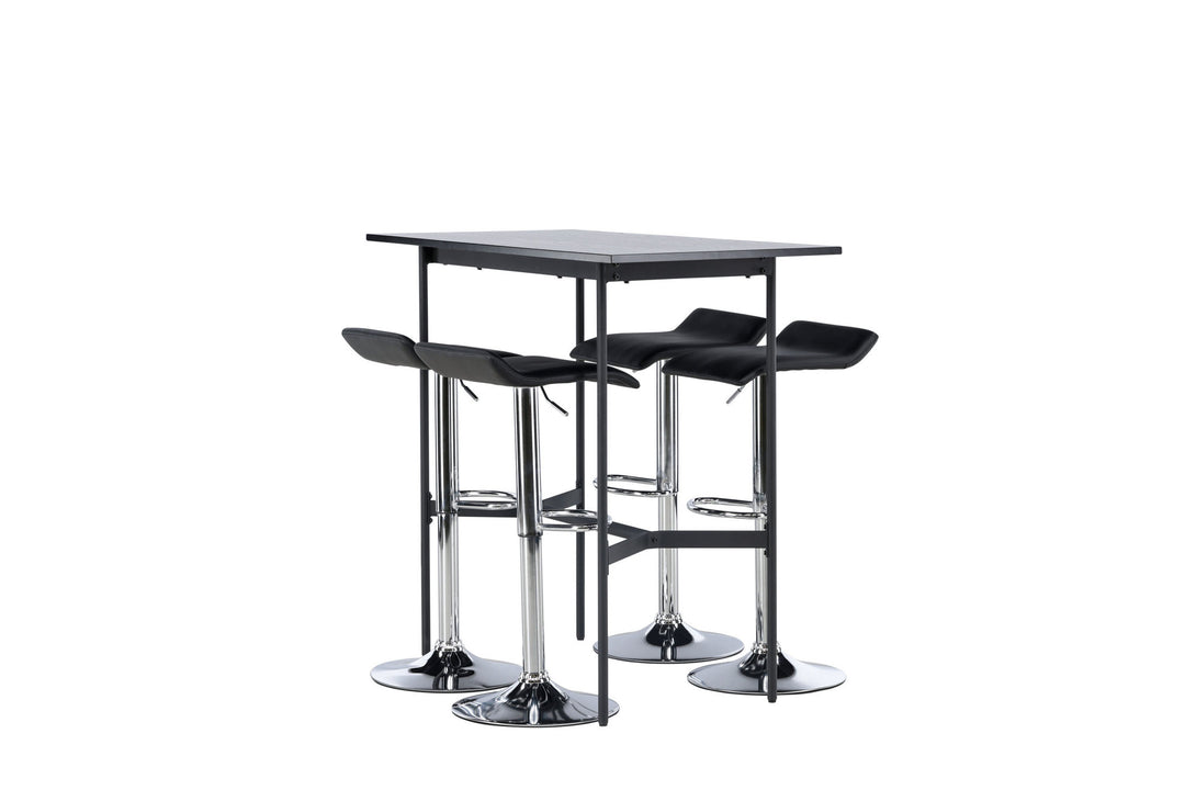 Venture Home Rax Bar Table 120*60 - Black / Black MDF +Jonna Bar Chair - Chromed Steel / Black Fabric _4