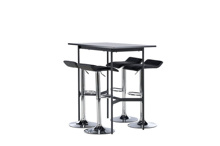 Venture Home Rax Bar Table 120*60 - Black / Black MDF +Jonna Bar Chair - Chromed Steel / Black Fabric _4
