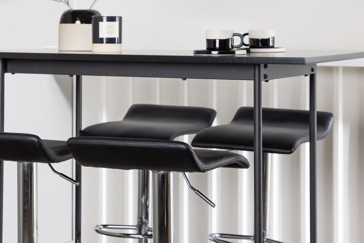 Venture Home Rax Bar Table 120*60 - Black / Black MDF +Jonna Bar Chair - Chromed Steel / Black Fabric _4