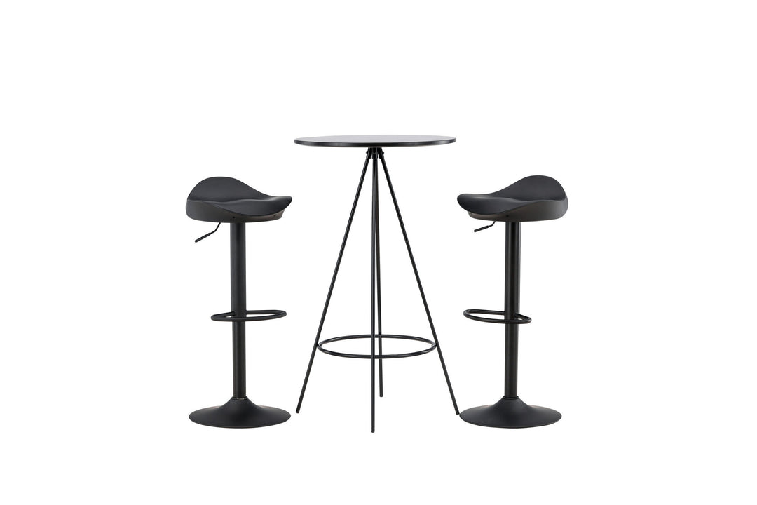 Venture Home Bistro Bar Table φ60 - Black / MDF with veneer +Adesto Bar Chair - Black / Matte black ABS _2