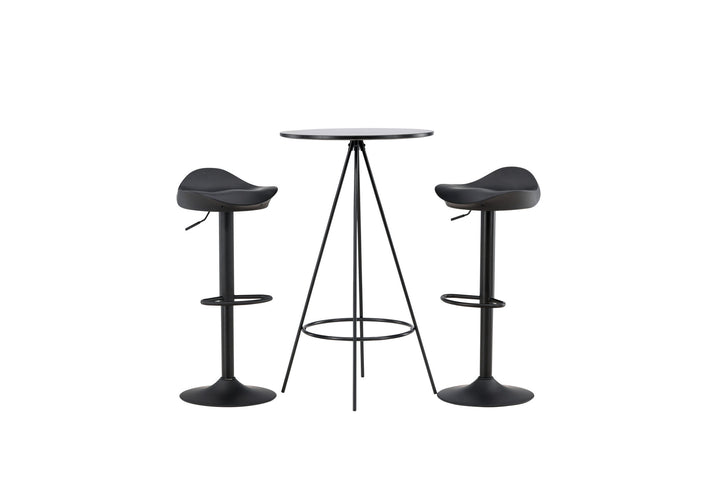 Venture Home Bistro Bar Table φ60 - Black / MDF with veneer +Adesto Bar Chair - Black / Matte black ABS _2
