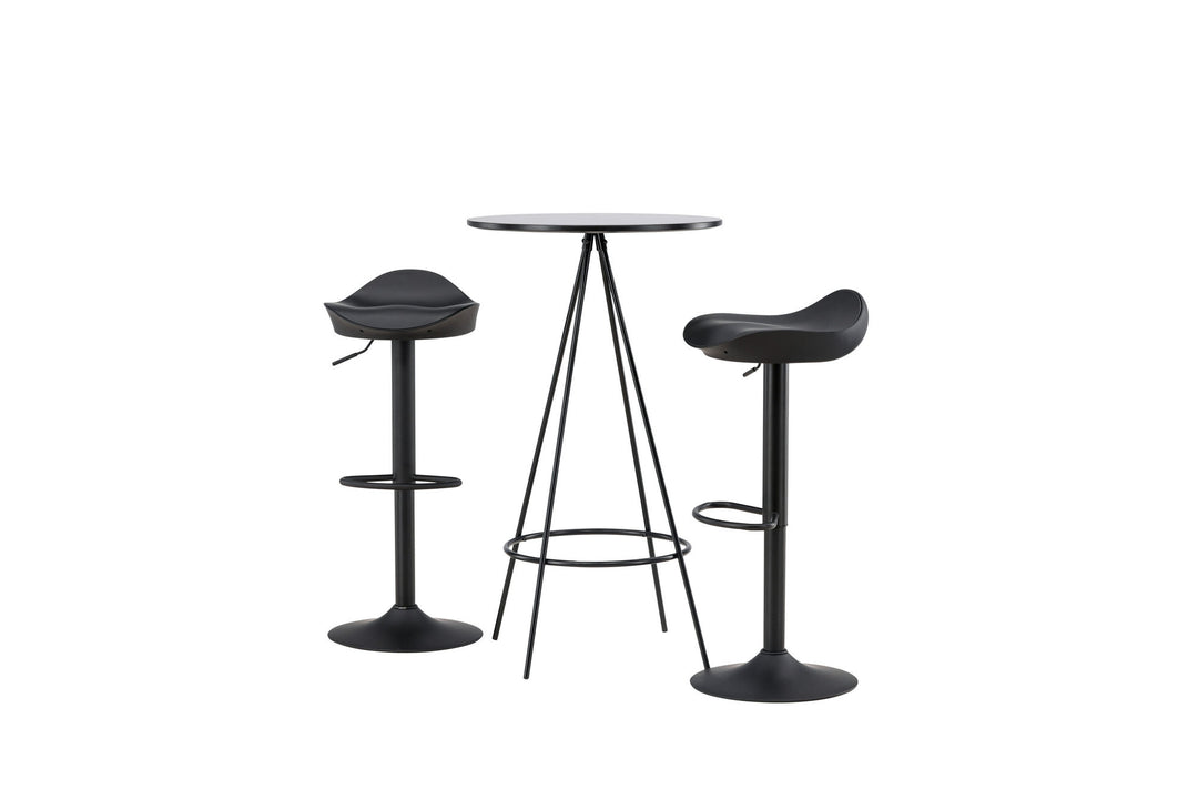 Venture Home Bistro Bar Table φ60 - Black / MDF with veneer +Adesto Bar Chair - Black / Matte black ABS _2