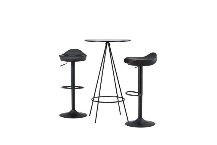 Venture Home Bistro Bar Table φ60 - Black / MDF with veneer +Adesto Bar Chair - Black / Matte black ABS _2