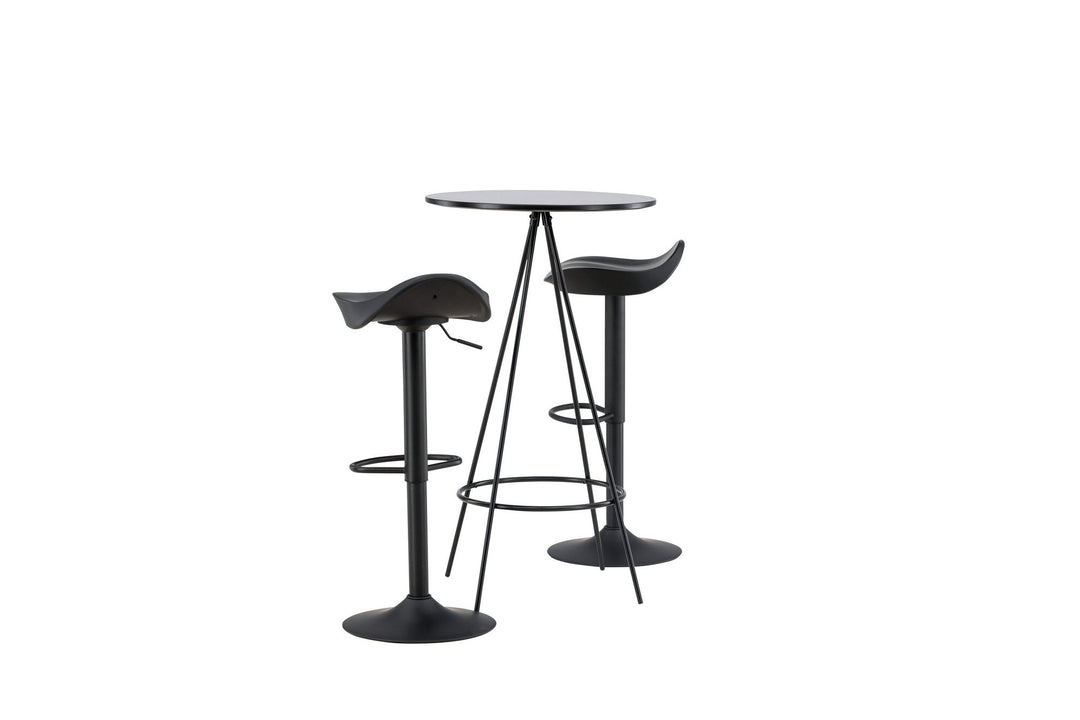 Venture Home Bistro Bar Table φ60 - Black / MDF with veneer +Adesto Bar Chair - Black / Matte black ABS _2