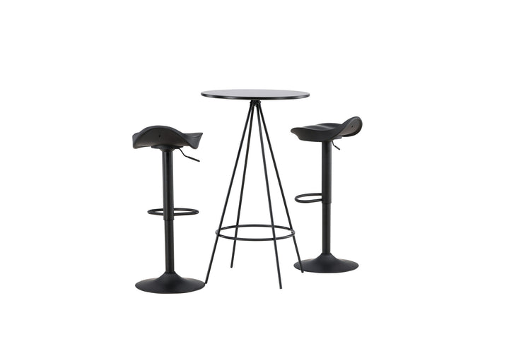Venture Home Bistro Bar Table φ60 - Black / MDF with veneer +Adesto Bar Chair - Black / Matte black ABS _2