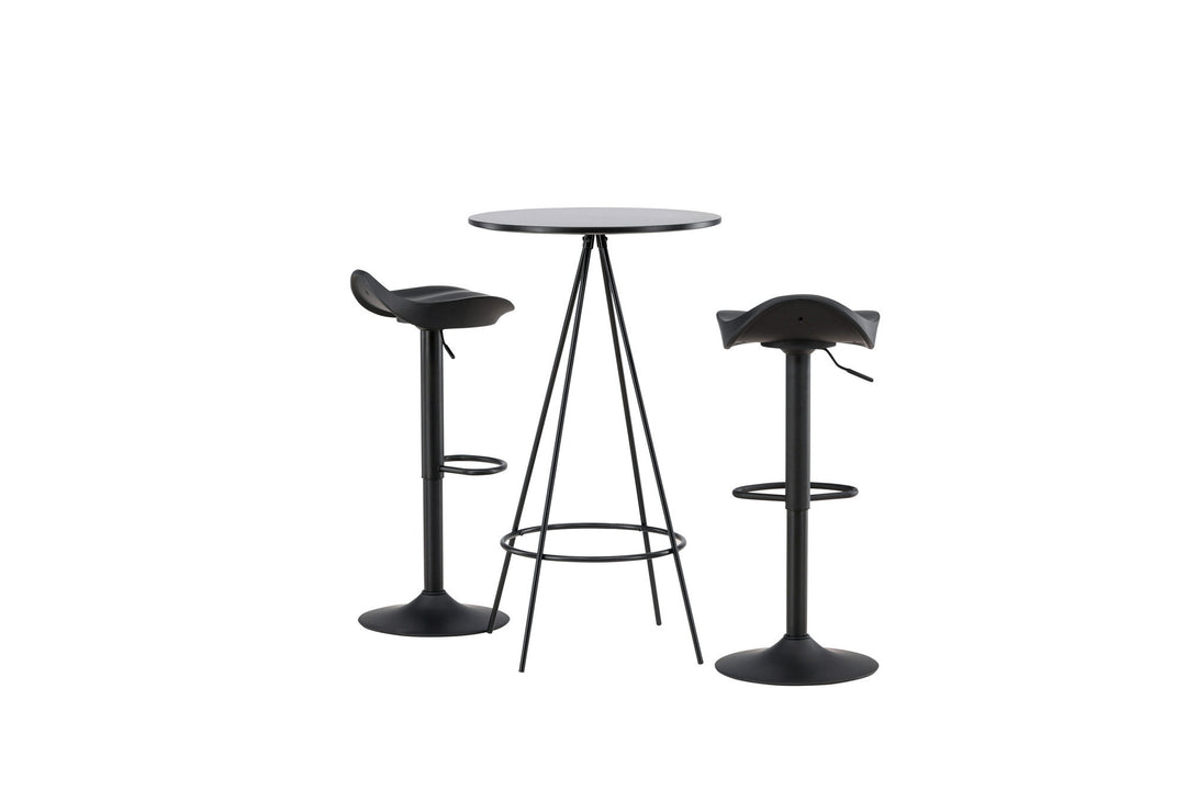 Venture Home Bistro Bar Table φ60 - Black / MDF with veneer +Adesto Bar Chair - Black / Matte black ABS _2