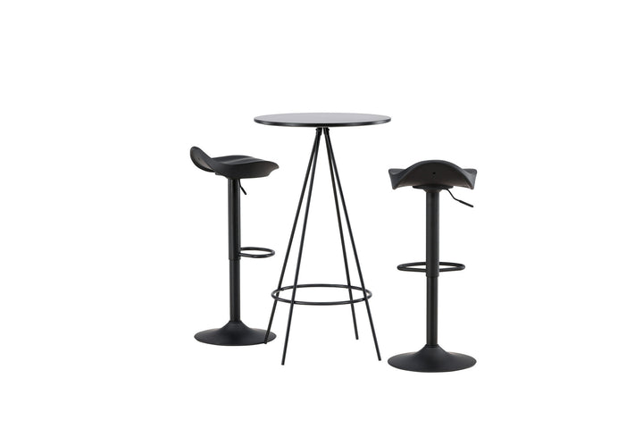 Venture Home Bistro Bar Table φ60 - Black / MDF with veneer +Adesto Bar Chair - Black / Matte black ABS _2