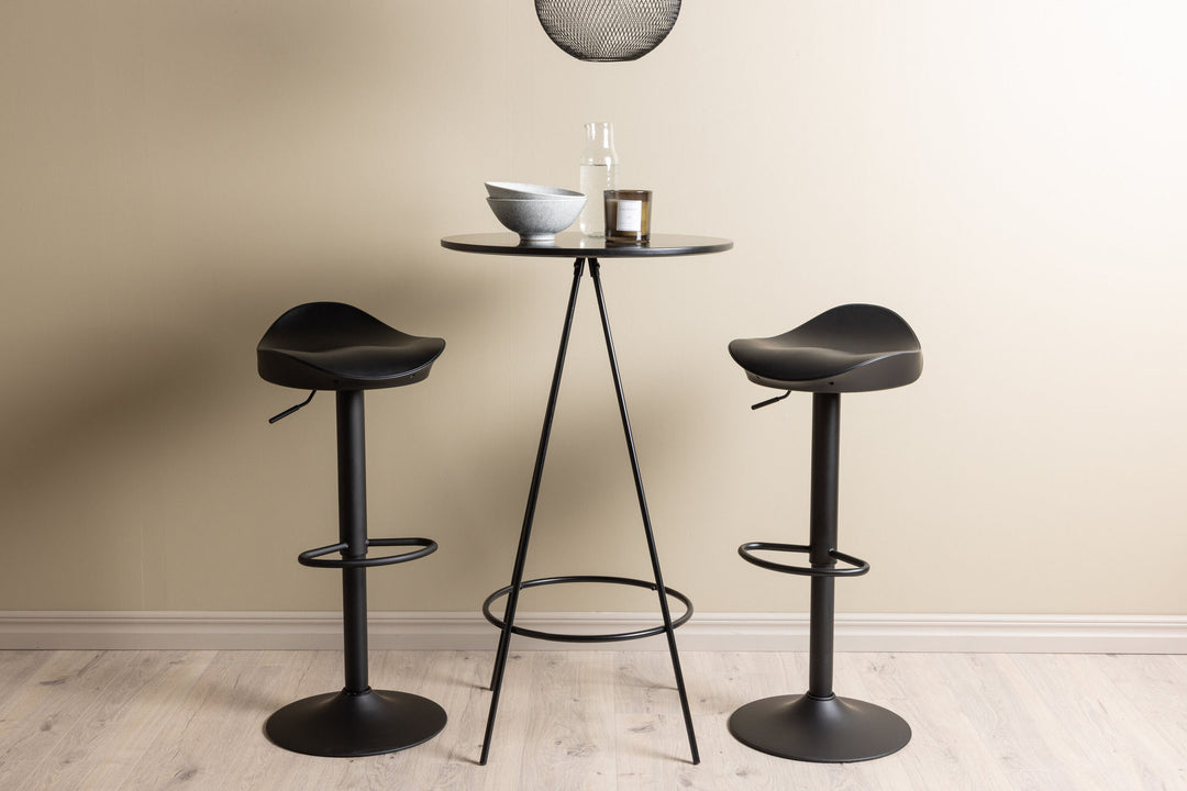 Venture Home Bistro Bar Table φ60 - Black / MDF with veneer +Adesto Bar Chair - Black / Matte black ABS _2