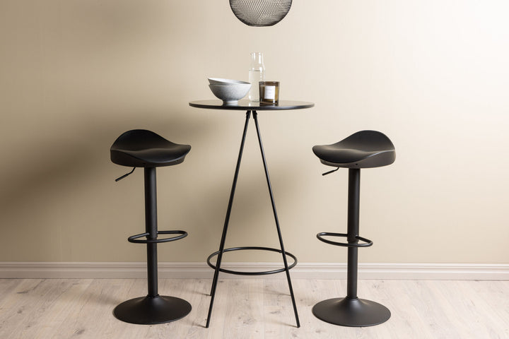 Venture Home Bistro Bar Table φ60 - Black / MDF with veneer +Adesto Bar Chair - Black / Matte black ABS _2