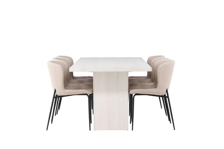 Venture Home Olga Dining Table 200*75 - White Wash +Modesto Dining Chair - Beige / Beige Boucle _6