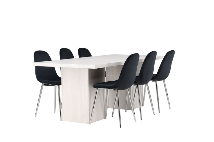 Venture Home Olga Dining Table 200*75 - White Wash +Polar Dining Chair - Black Velvet / Chrome _6