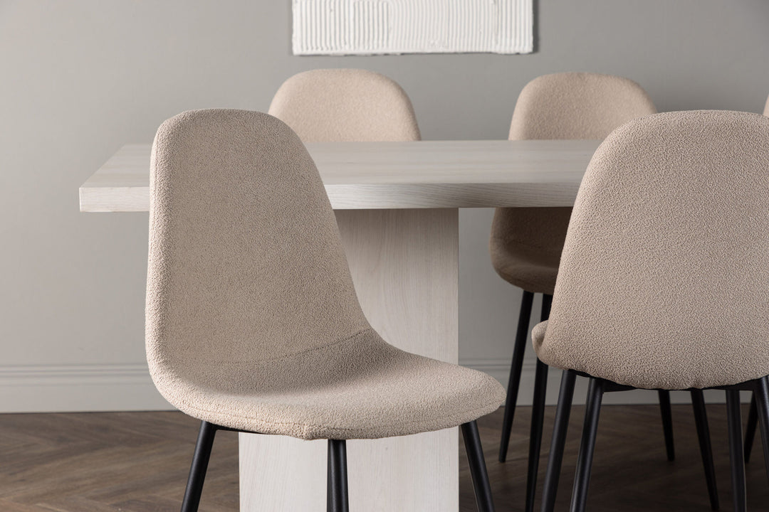 Venture Home Olga Dining Table 200*75 - White Wash +Polar Dining Chair - Black / Beige Boucle _6