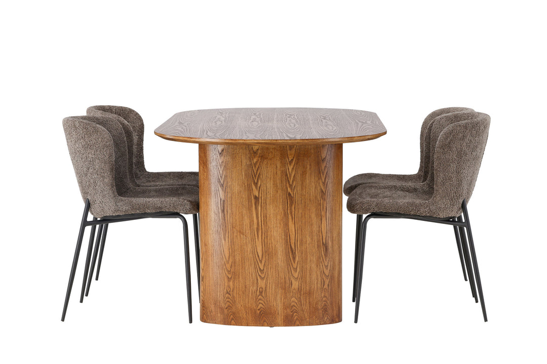 Venture Home Isolde Dining Table 140*75 - Nature / Nature MDF +Modesto Dining Chair - Grey / Smoked Black Boucle _4