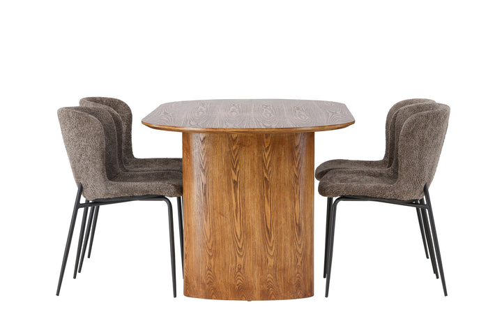 Venture Home Isolde Dining Table 140*75 - Nature / Nature MDF +Modesto Dining Chair - Grey / Smoked Black Boucle _4