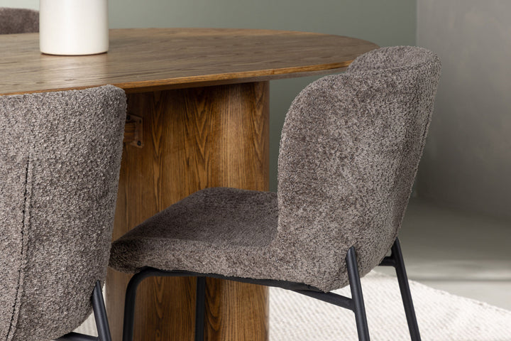 Venture Home Isolde Dining Table 140*75 - Nature / Nature MDF +Modesto Dining Chair - Grey / Smoked Black Boucle _4