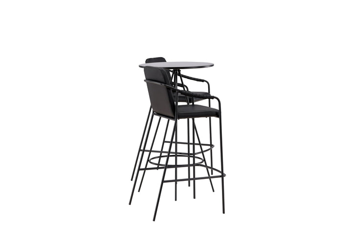 Venture Home Bistro Bar Table φ60 - Black / MDF with veneer +Tvist Bar Chair - Black / Black PU _2