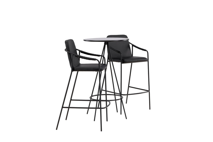 Venture Home Bistro Bar Table φ60 - Black / MDF with veneer +Tvist Bar Chair - Black / Black PU _2