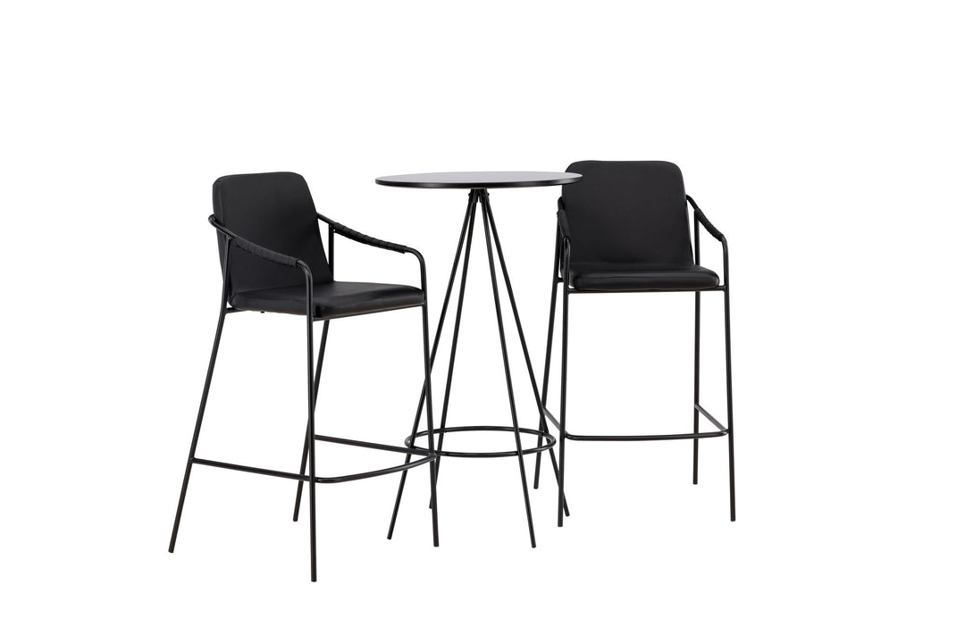 Venture Home Bistro Bar Table φ60 - Black / MDF with veneer +Tvist Bar Chair - Black / Black PU _2
