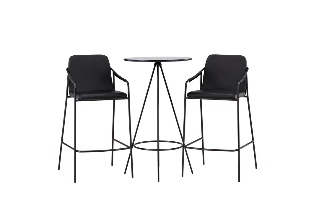 Venture Home Bistro Bar Table φ60 - Black / MDF with veneer +Tvist Bar Chair - Black / Black PU _2