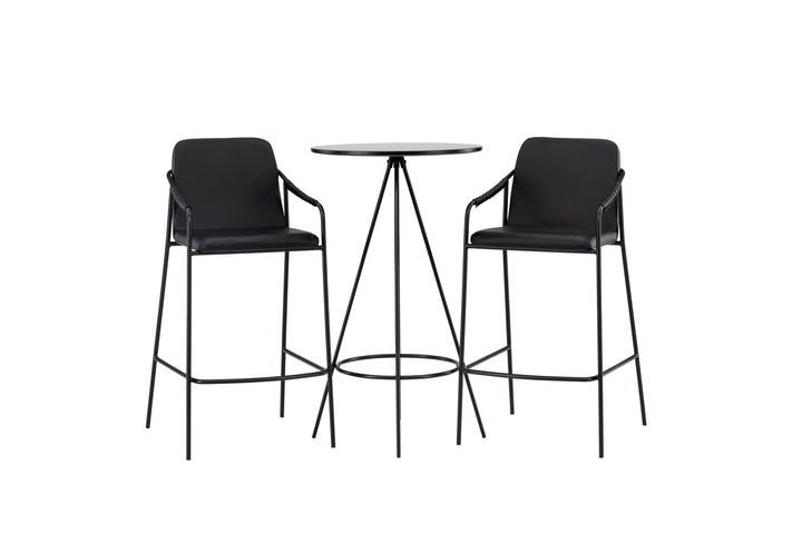 Venture Home Bistro Bar Table φ60 - Black / MDF with veneer +Tvist Bar Chair - Black / Black PU _2