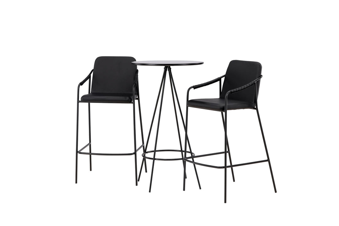 Venture Home Bistro Bar Table φ60 - Black / MDF with veneer +Tvist Bar Chair - Black / Black PU _2