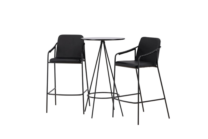Venture Home Bistro Bar Table φ60 - Black / MDF with veneer +Tvist Bar Chair - Black / Black PU _2
