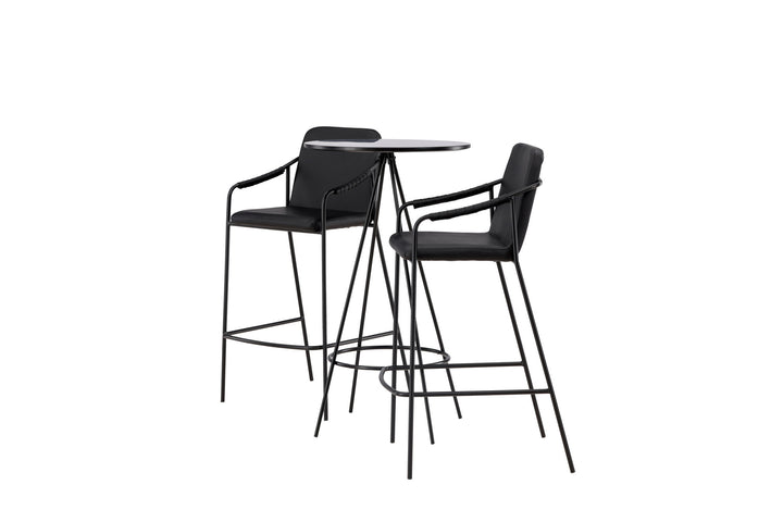 Venture Home Bistro Bar Table φ60 - Black / MDF with veneer +Tvist Bar Chair - Black / Black PU _2