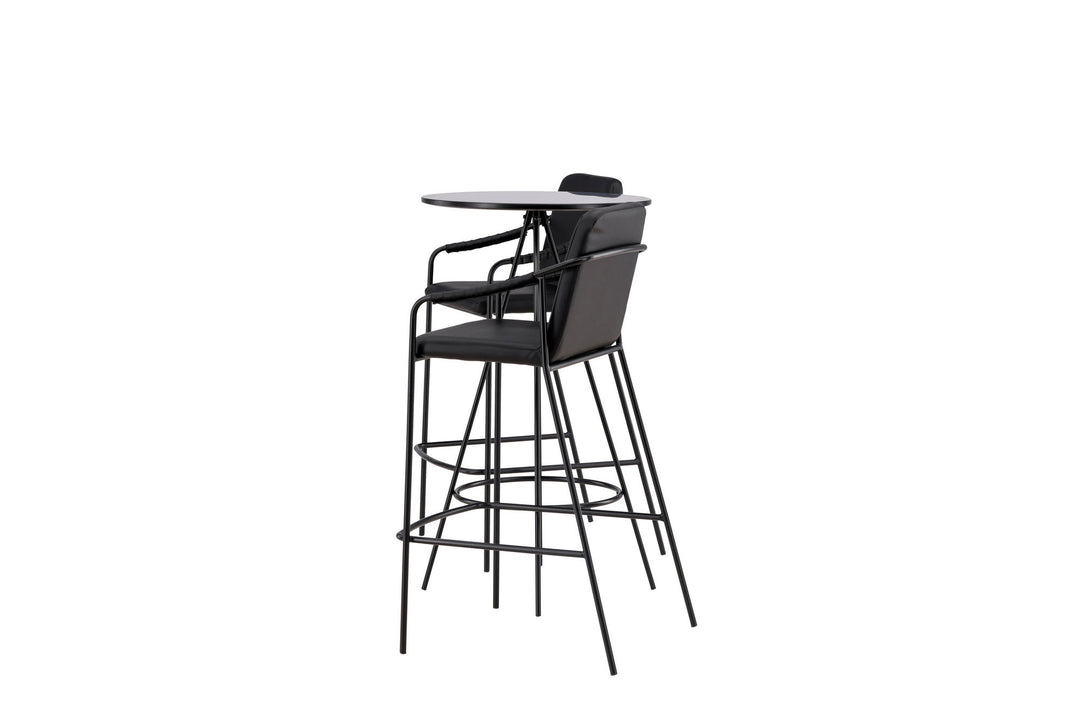 Venture Home Bistro Bar Table φ60 - Black / MDF with veneer +Tvist Bar Chair - Black / Black PU _2