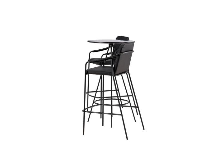 Venture Home Bistro Bar Table φ60 - Black / MDF with veneer +Tvist Bar Chair - Black / Black PU _2