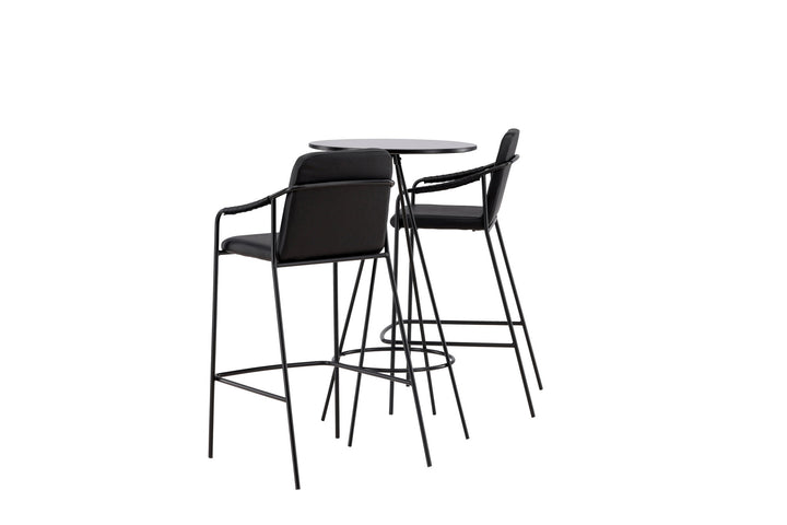 Venture Home Bistro Bar Table φ60 - Black / MDF with veneer +Tvist Bar Chair - Black / Black PU _2
