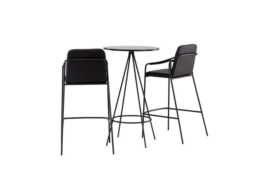Venture Home Bistro Bar Table φ60 - Black / MDF with veneer +Tvist Bar Chair - Black / Black PU _2