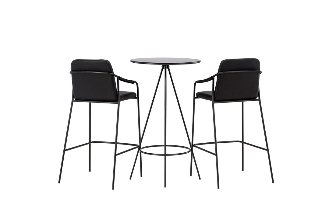 Venture Home Bistro Bar Table φ60 - Black / MDF with veneer +Tvist Bar Chair - Black / Black PU _2