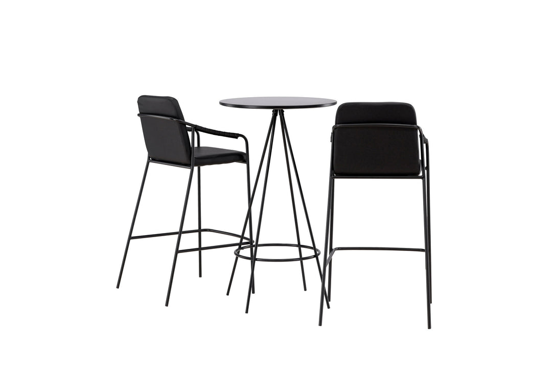 Venture Home Bistro Bar Table φ60 - Black / MDF with veneer +Tvist Bar Chair - Black / Black PU _2