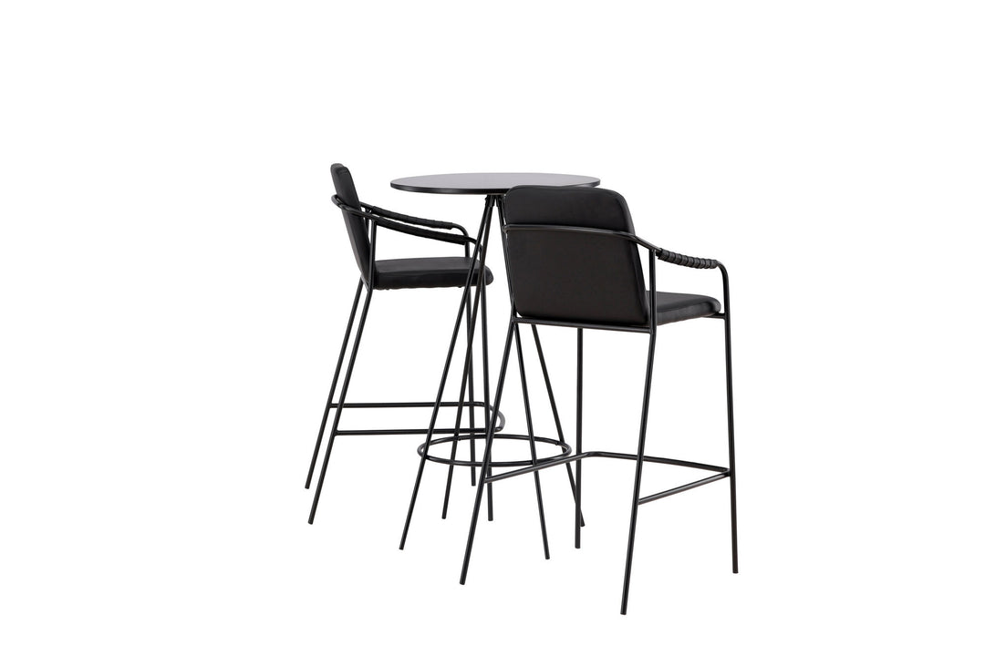 Venture Home Bistro Bar Table φ60 - Black / MDF with veneer +Tvist Bar Chair - Black / Black PU _2