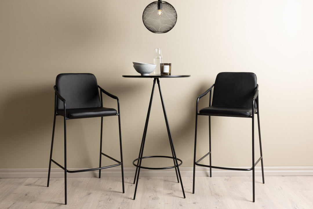 Venture Home Bistro Bar Table φ60 - Black / MDF with veneer +Tvist Bar Chair - Black / Black PU _2