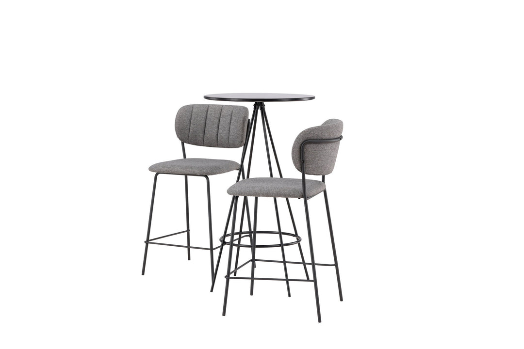 Venture Home Bistro Bar Table φ60 - Black / MDF with veneer +Bell Bar Chair - Black / Grey Fabric _2