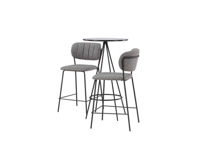 Venture Home Bistro Bar Table φ60 - Black / MDF with veneer +Bell Bar Chair - Black / Grey Fabric _2